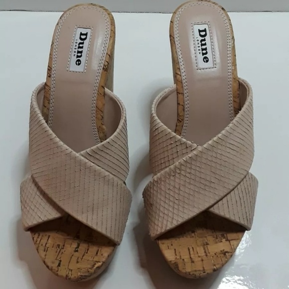 Dune London Taupe Textured Leather Platform Wedge - Picture 2 of 7